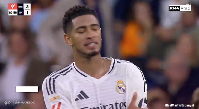 Jude Bellingham après avoir reçu un carton jaune