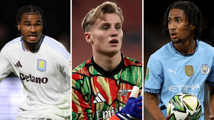 Aston Villa's Kadan Young, Arsenal's Jack Porter, Manchester City's Kaden Braithwaite
