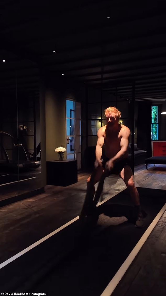 Romeo Beckham taquinant son père David