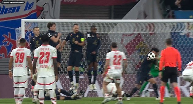 Douglas Luiz commet une main lors du match contre RB Leipzig