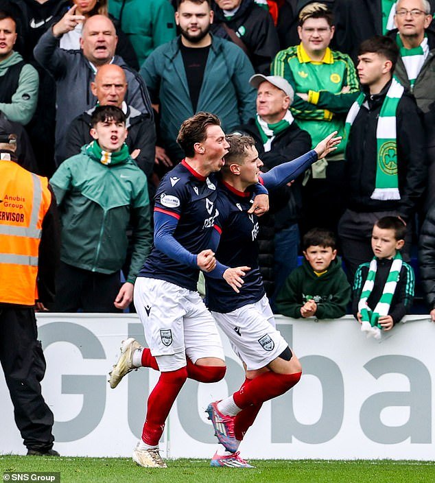 Ronan Hale, above right, gave Ross County a shock lead with his retaken penalty