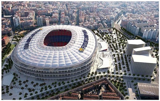 Le Nou Camp lors de travaux de rénovation