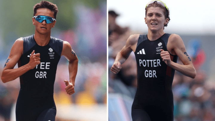 Alex Yee et Beth Potter en compétition au triathlon des Jeux Olympiques de Paris