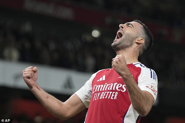 Summer signing Mikel Merino had restored the Gunners' lead with just minutes of the opening period remaining