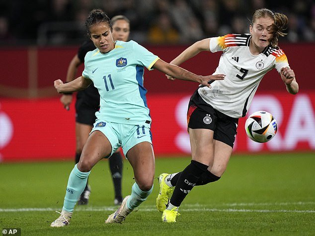 Mary Fowler en action contre l'Allemagne.
