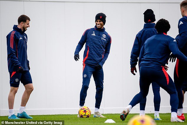 Les joueurs de United à l'entraînement