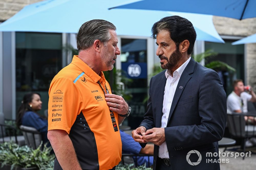 Zak Brown, CEO, McLaren Racing, Mohammed Ben Sulayem, Président de la FIA