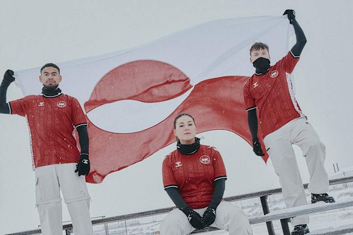 Maillot de football du Groenland et drapeau Greenland football shirt and flag