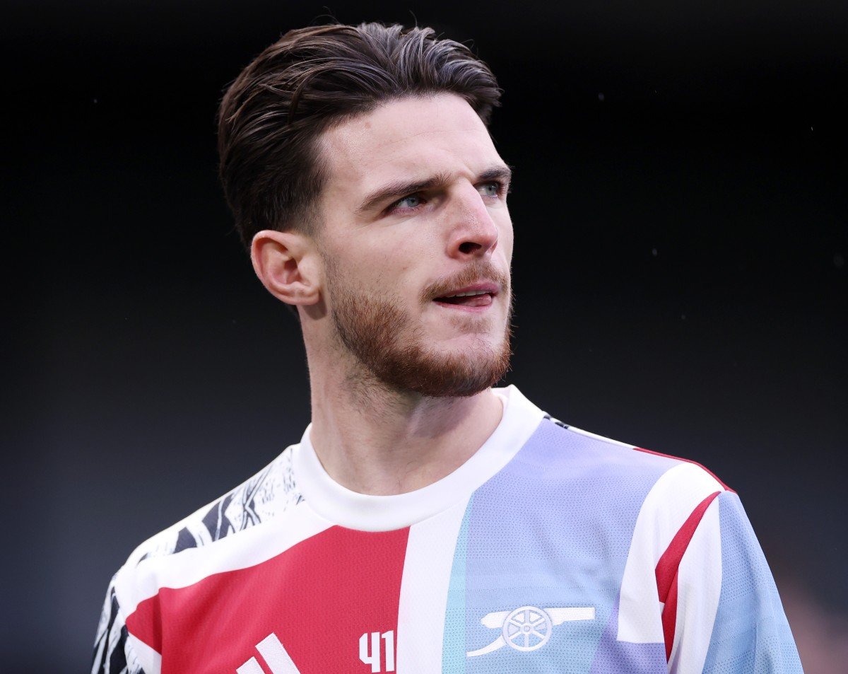 Declan Rice dans l'échauffement avant le match avec Arsenal