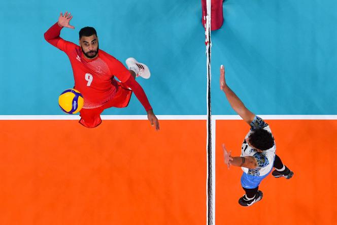 Earvin Ngapeth lors d’un match entre la France et l’Argentine, aux JO de Tokyo.