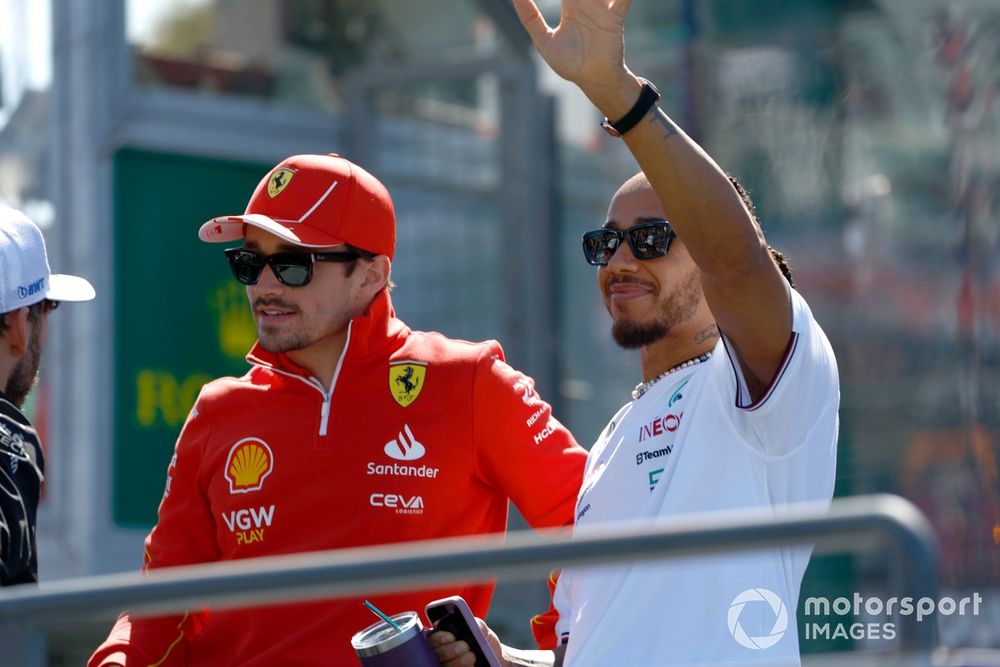 Drivers Parade Charles Leclerc, Scuderia Ferrari, Sir Lewis Hamilton, Mercedes-AMG F1 Team