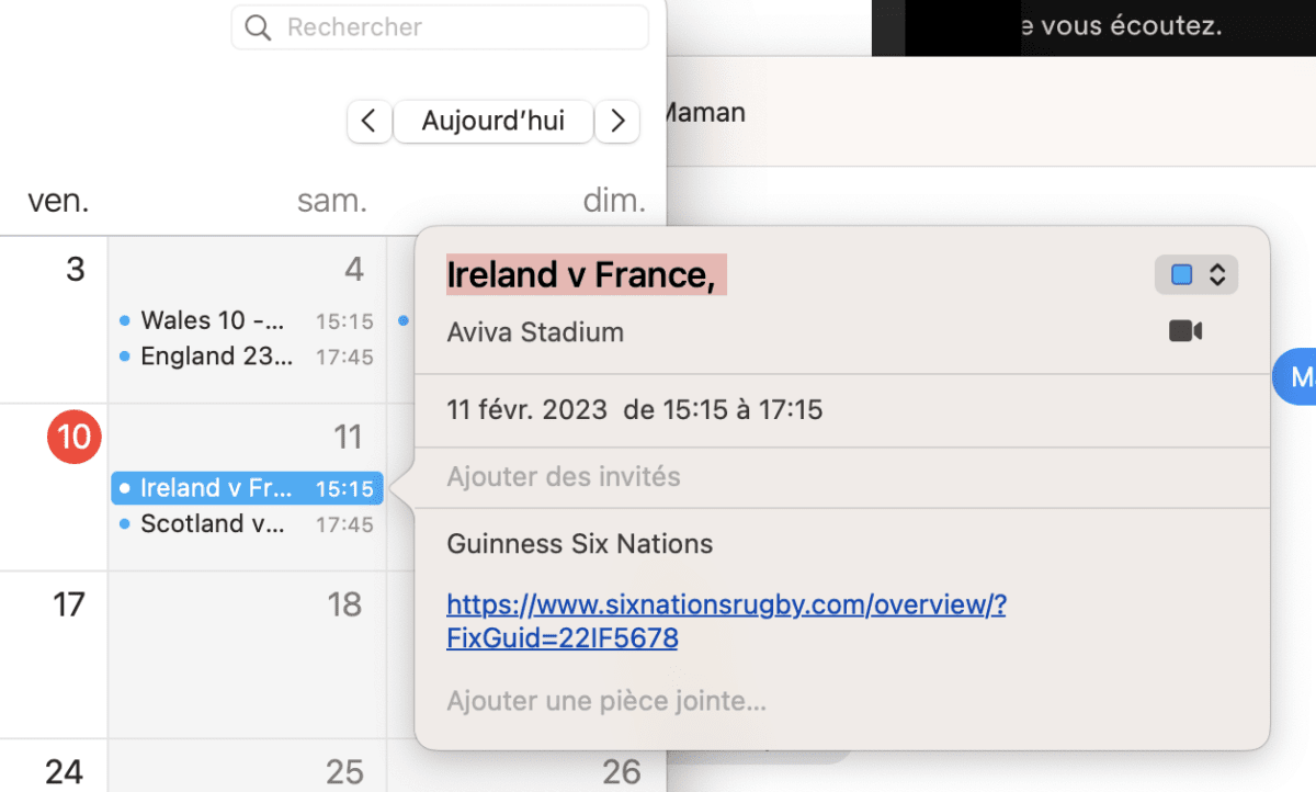 iCalendar Tournoi des Six Nations