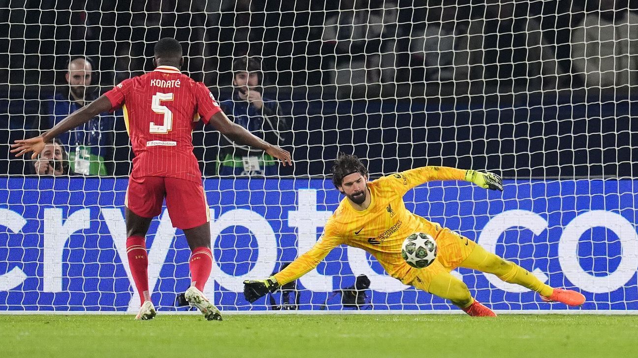 Alisson brille avec Liverpool face au PSG en Ligue des Champions