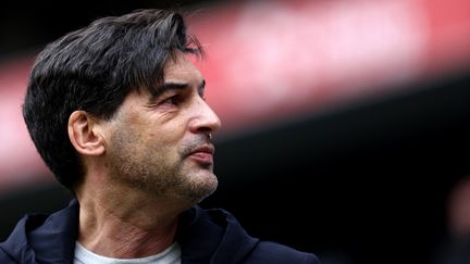 L'entraîneur de l'OL, Paulo Fonseca, lors d'un match de Ligue 1 contre le Stade de Reims, au Parc Olympique Lyonnais de Decines-Charpieu, le 9 février 2025. (ALEX MARTIN / AFP)