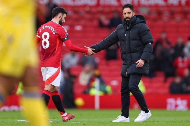 Bruno Fernandes et Ruben Amorim après Man United vs Crystal Palace