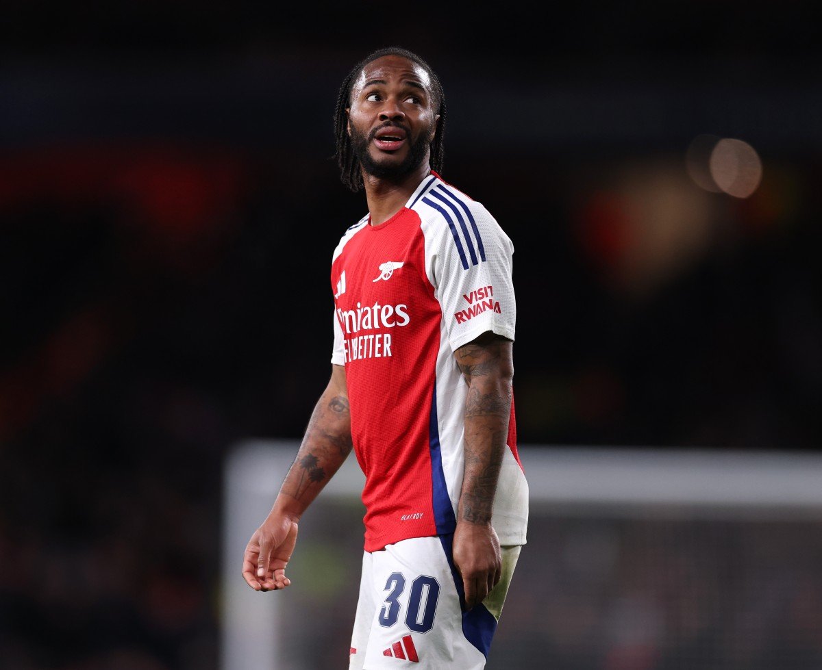 Raheem Sterling en action avec Arsenal contre PSV