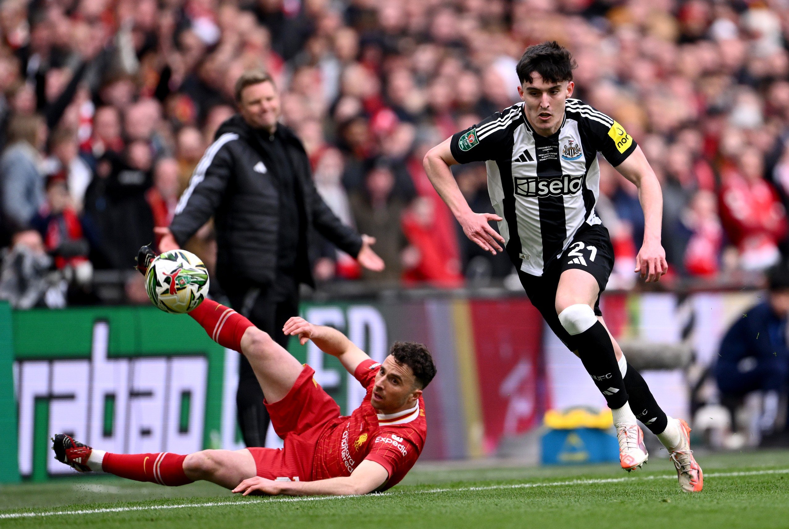 Diogo Jota de Liverpool lors de la finale de la Coupe de la Ligue contre Newcastle