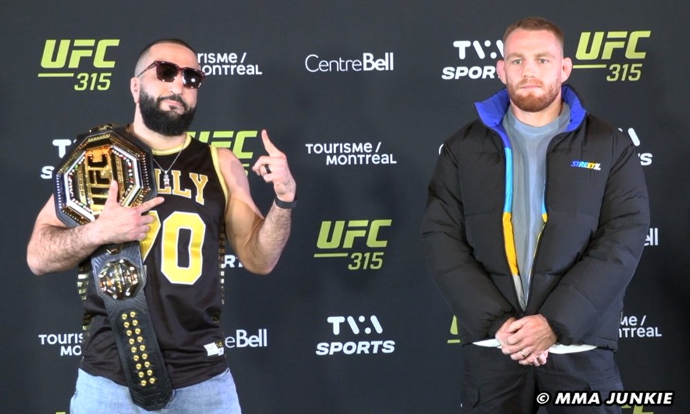Face-à-face entre Belal Muhammad et Jack Della Maddalena lors de la conférence de presse UFC 315