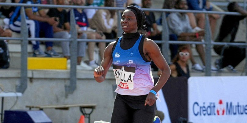 La sprinteuse française Sylla Sounkamba aux Championnats de France d'athlétisme à Angers, le 28 juin 2024.