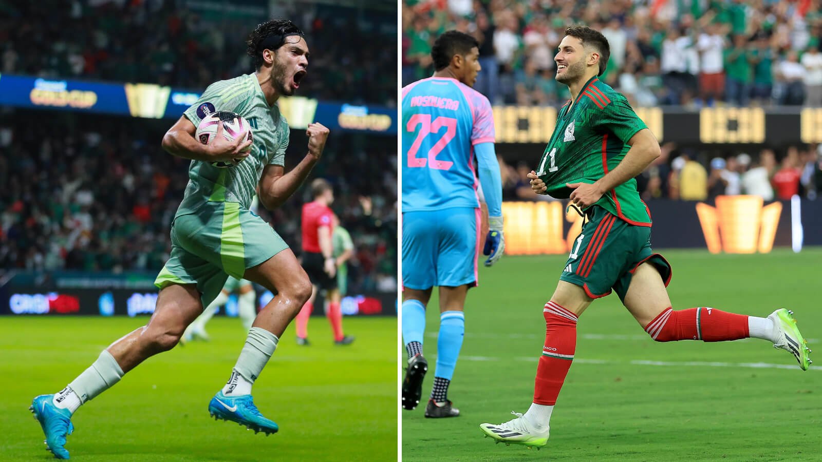 Raúl Jiménez et Santiago Giménez du Mexique