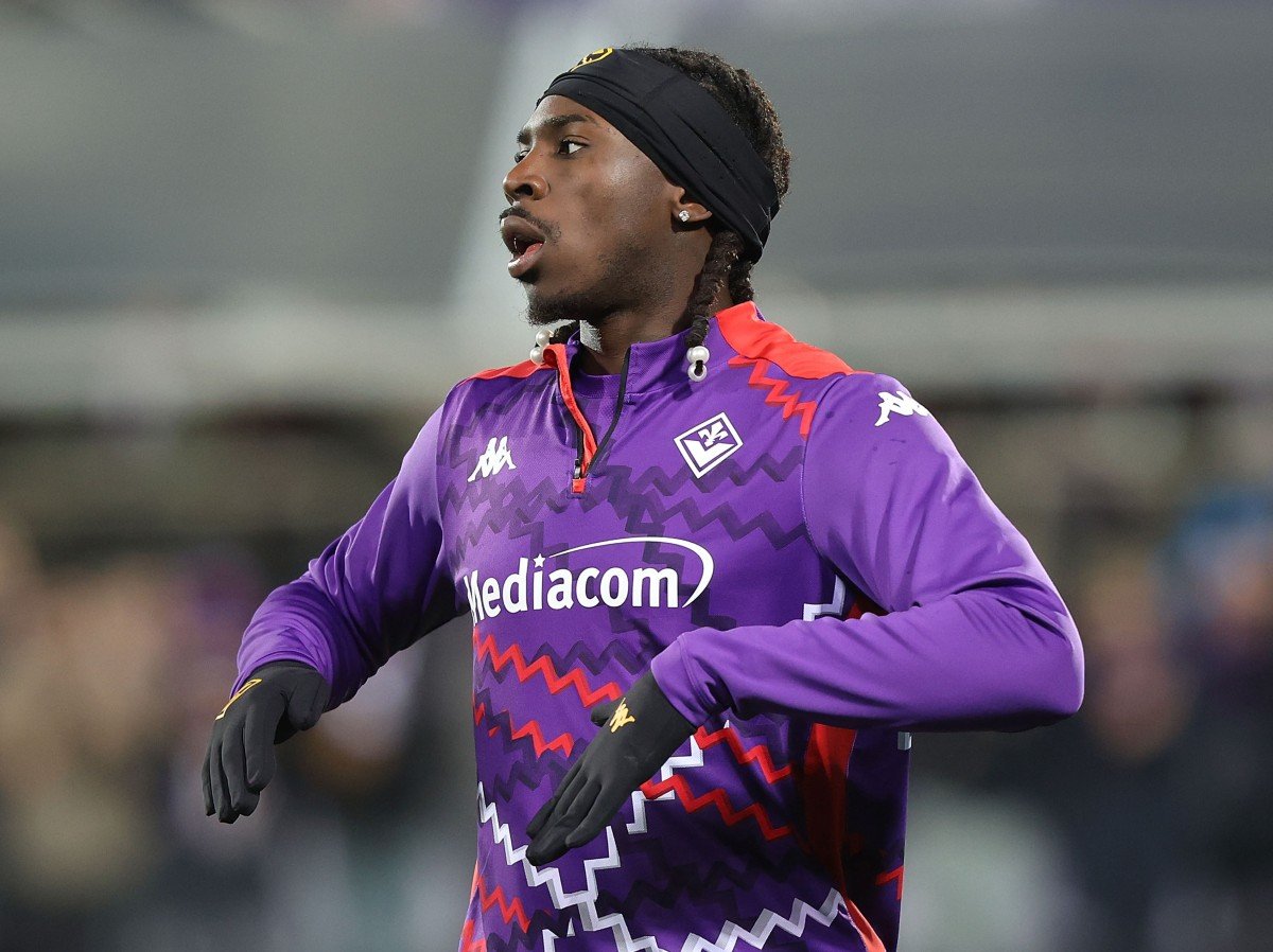 Moise Kean lors de l'échauffement avec la Fiorentina