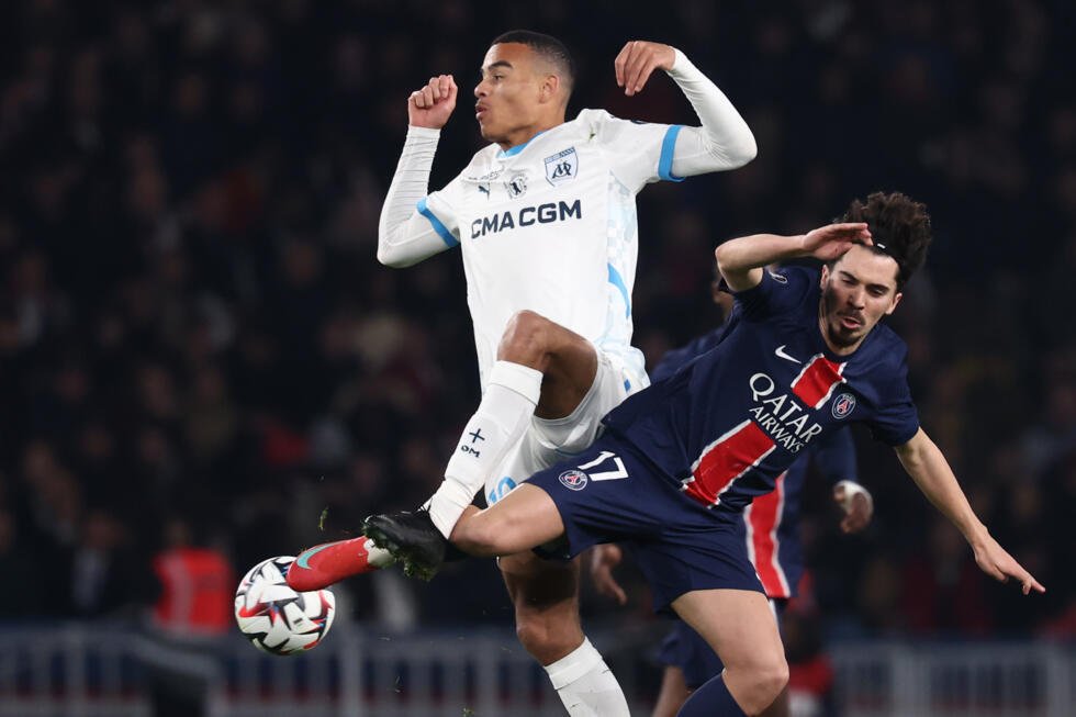 L'attaquant vedette de l'OM Mason Greenwood a été éteint par les Parisiens lors du classique de Ligue 1 au Parc des Princes, le 16 mars 2025