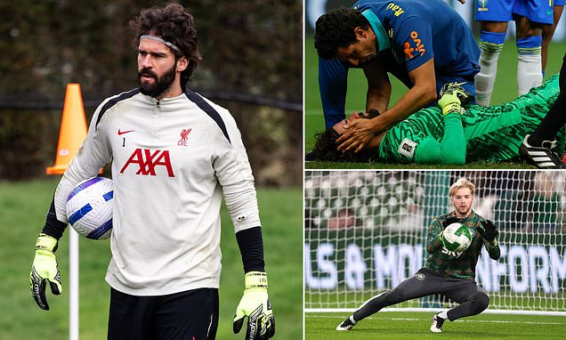 Alisson lors du match international avec le Brésil