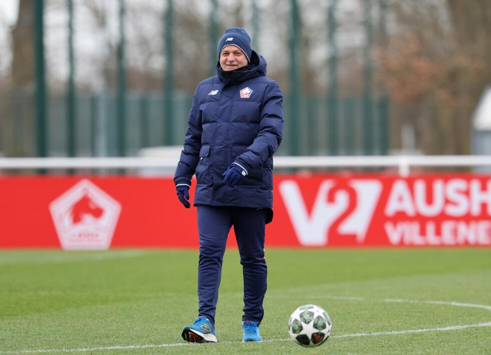 L'entraîneur de Lille Bruno Genesio lors d'un entraînement