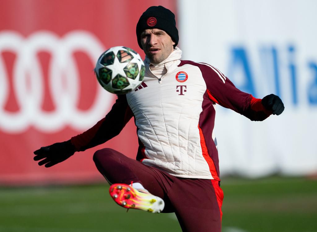 Thomas Müller en action lors d’un entraînement du FC Bayern