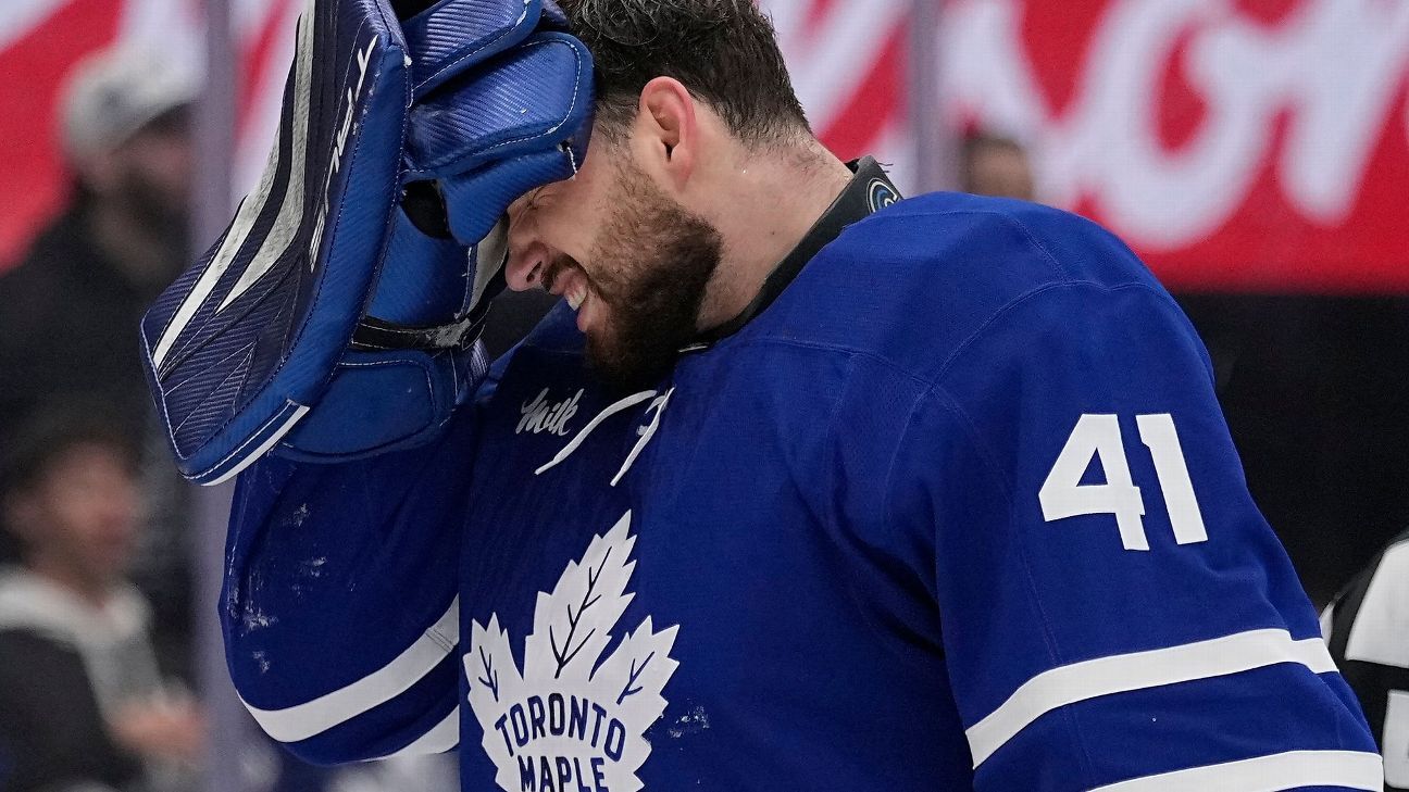 Blessure du gardien Anthony Stolarz lors du match 1 des Maple Leafs
