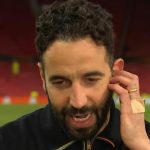 Ruben Amorim avec un pansement après la victoire de Man United en Europa League