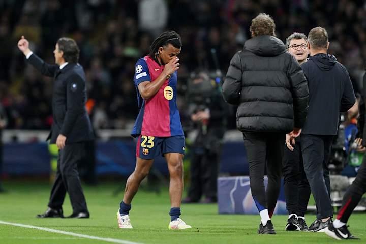 Jules Kounde boitillant lors du match contre l'Inter