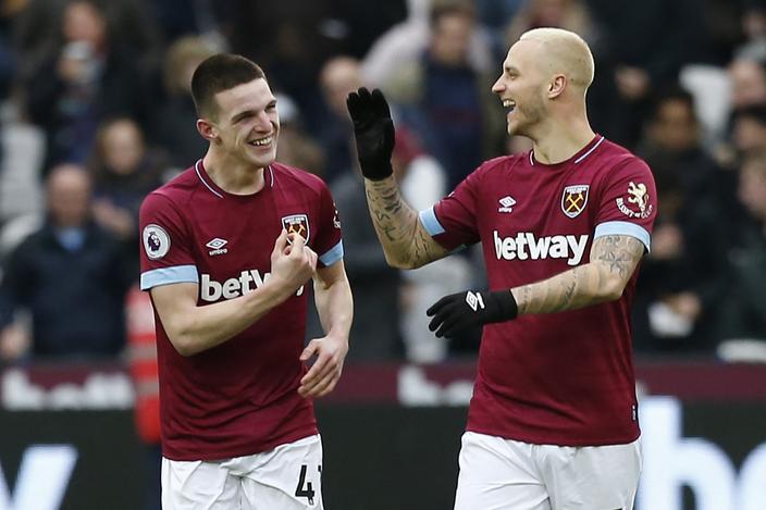 Declan Rice célèbre son but contre Arsenal