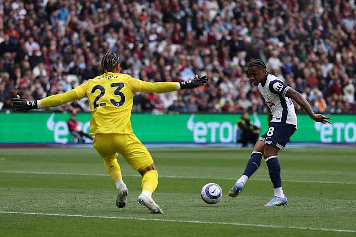 Wilson Odobert opens the scoring for Tottenham against West Ham