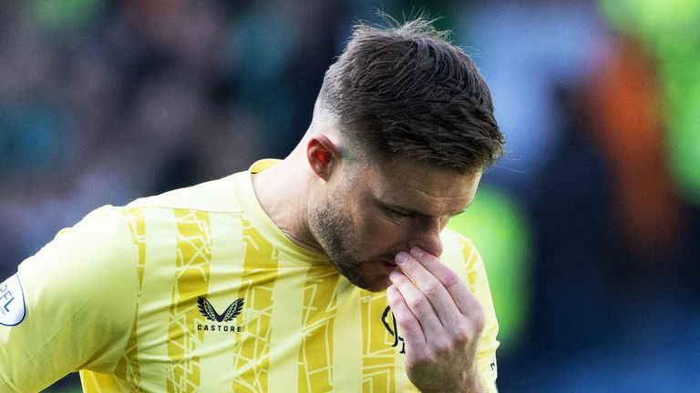 Le gardien des Rangers Jack Butland lors d'un match contre Hibernian