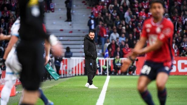 Roberto De Zerbi lors de Lille-OM dimanche soir en Ligue 1