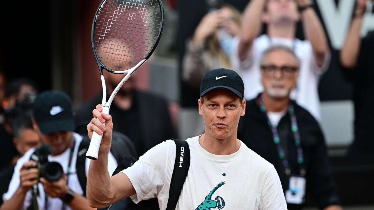 L'Italien Jannik Sinner avant son premier entraînement au Foro Italico le 5 mai 2025