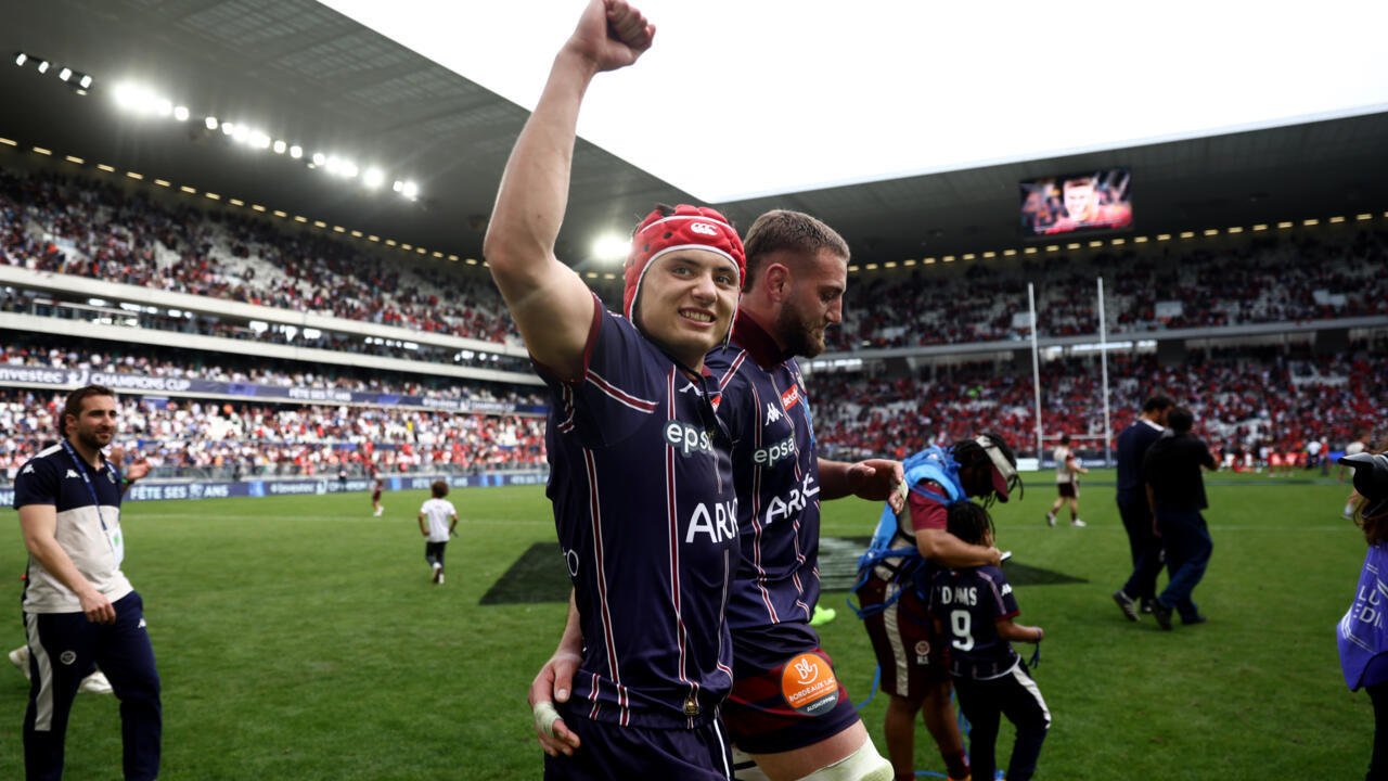 L'ailier de Bordeaux-Bègles Louis Bielle-Biarrey après la victoire à domicile contre Toulouse en demi-finales de Champions Cup, le 4 mai 2025