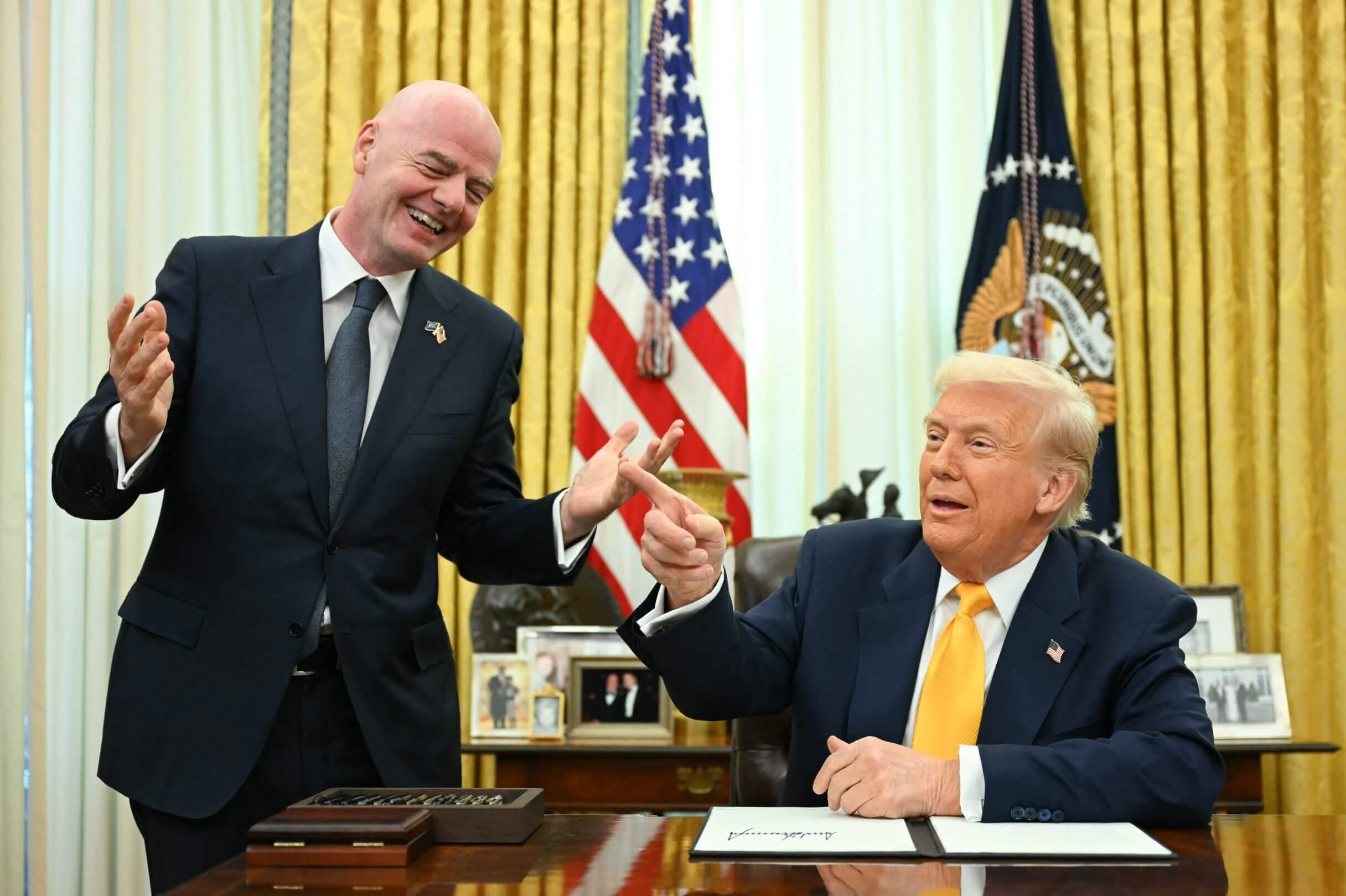 Donald Trump et Gianni Infantino lors du lancement de la task force