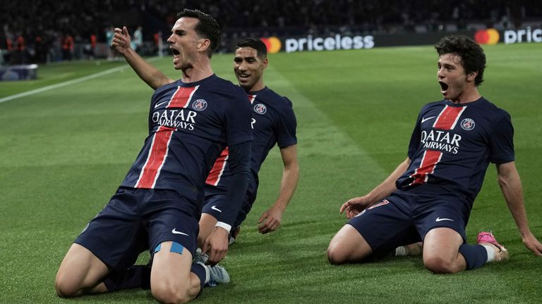 Fabian Ruiz célèbre son but lors de PSG - Arsenal en demi-finale de Ligue des Champions