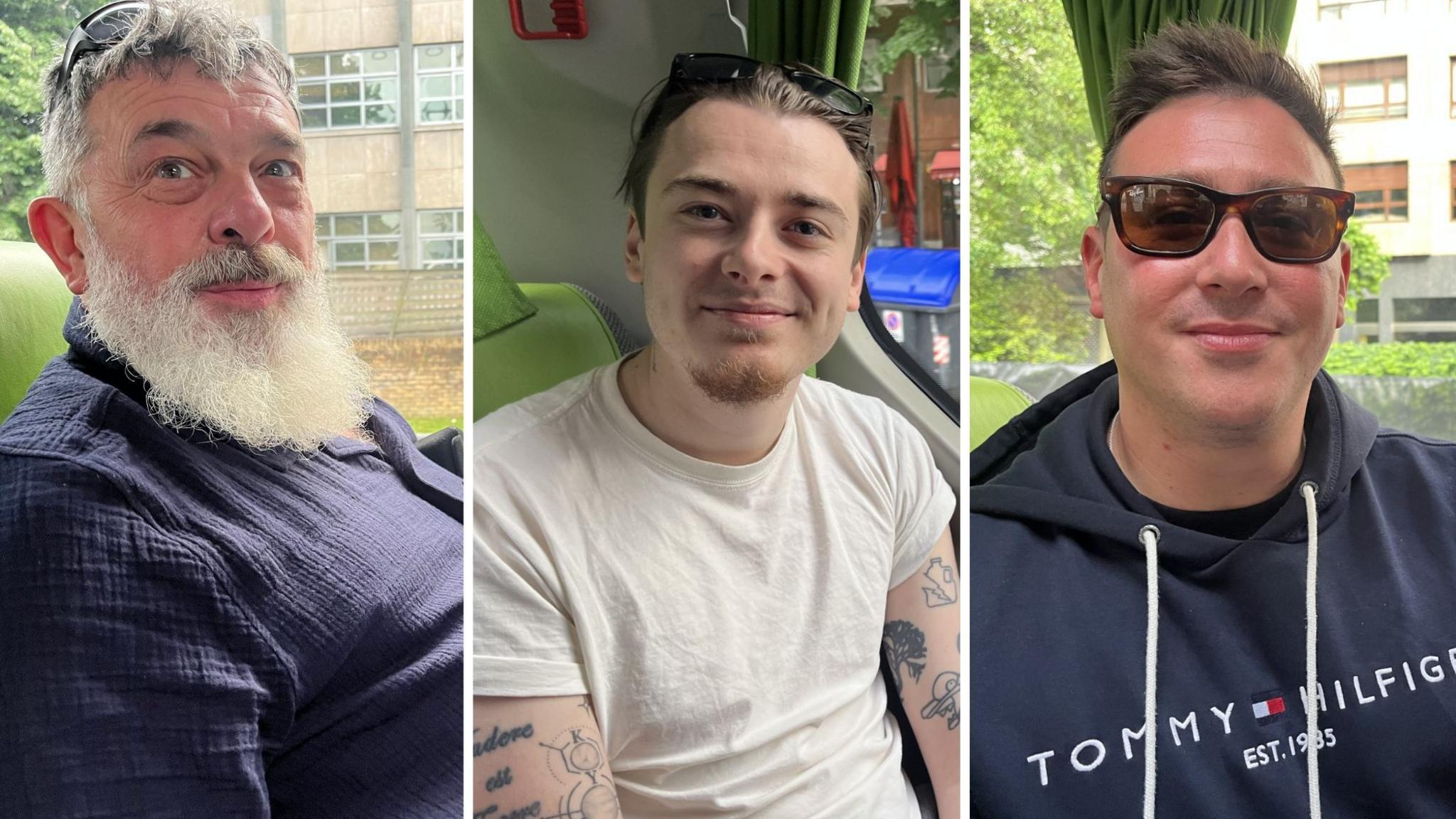 Supporters Dave, Ryan et Ben prenant le ferry de Portsmouth à Bilbao