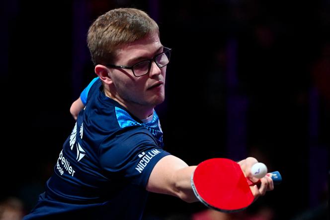 Le pongiste français Alexis Lebrun, lors du WTT Champions de Montpellier, le 26 octobre 2024 à Montpellier.