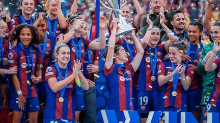 Les joueuses du FC Barcelone, vainqueures de la Ligue des champions féminine en 2024, le 25 mai, à Bilbao.