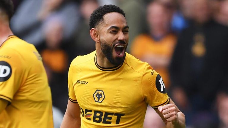 Matheus Cunha célèbre son but pour Wolverhampton contre Leicester