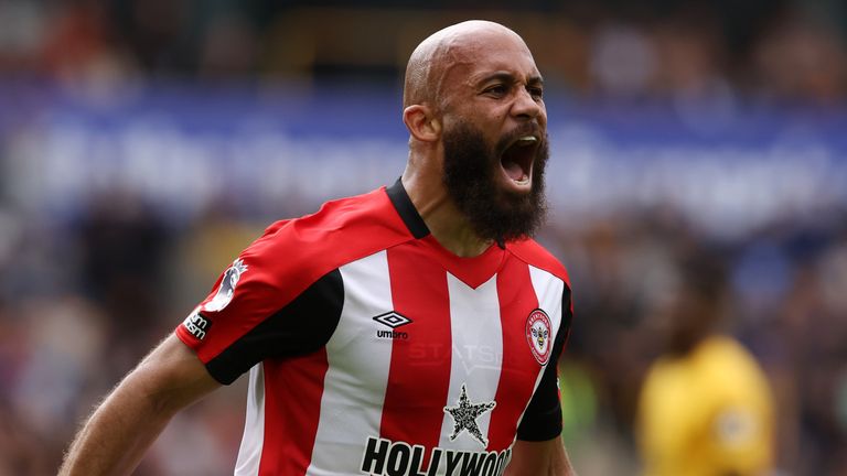 Bryan Mbeumo de Brentford célèbre son but