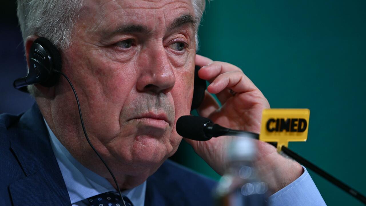 Le nouveau sélectionneur du Brésil Carlo Ancelotti, officiellement présenté à Rio de Janeiro, le 26 mai 2025