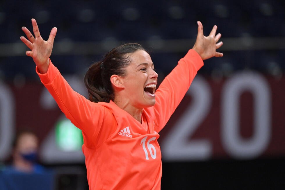 Cléopâtre Darleux lors de la demi-finale des Jeux olympiques de Tokyo entre la France et la Suède, le 6 août 2020 à Tokyo