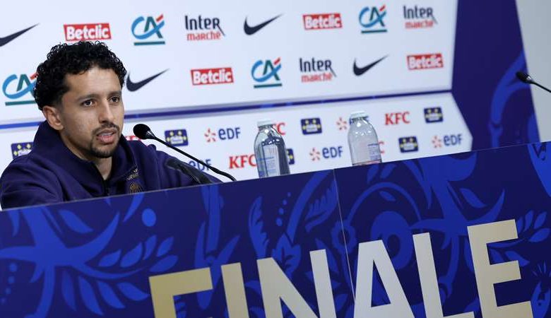 Marquinhos lors d'une conférence de presse