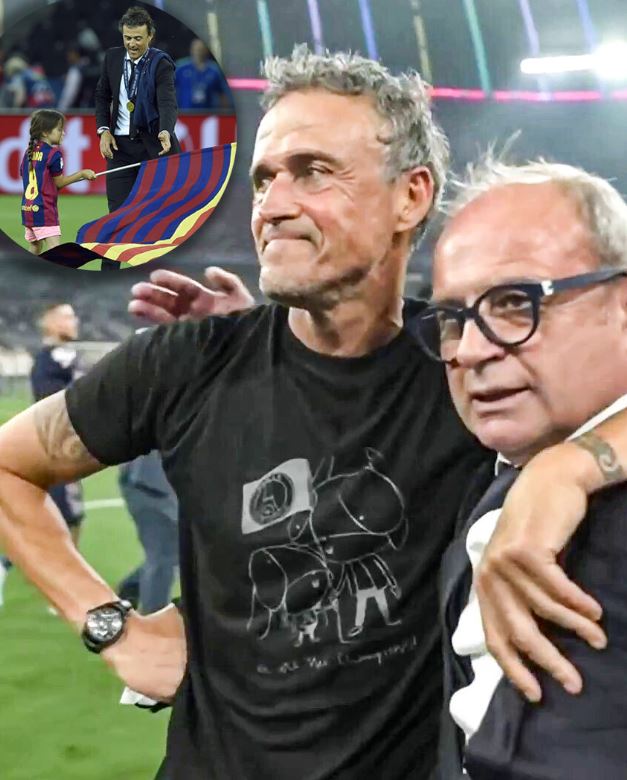 Luis Enrique portant un t-shirt hommage à sa fille Xana