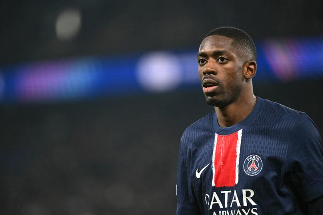 Ousmane Dembélé lors du match de quart de finale de la Ligue des champions entre le PSG et Aston Villa, au Parc des Princes, le 9 avril 2025.